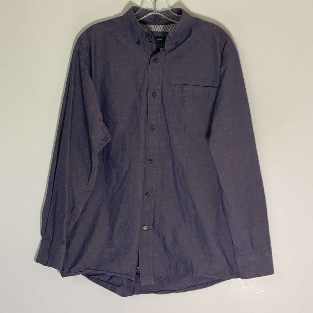Ariat Pro Series Shirt Mens Medium Purple Diamond Vented Underarm Western Cowboy